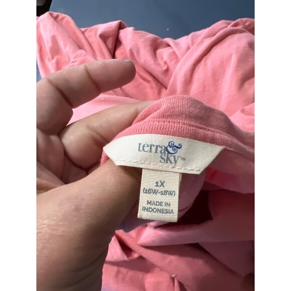 Terra & Sky Womens Pink Maxi Dress Sz 1X Beach Vaction Resort - Picture 7 of 14